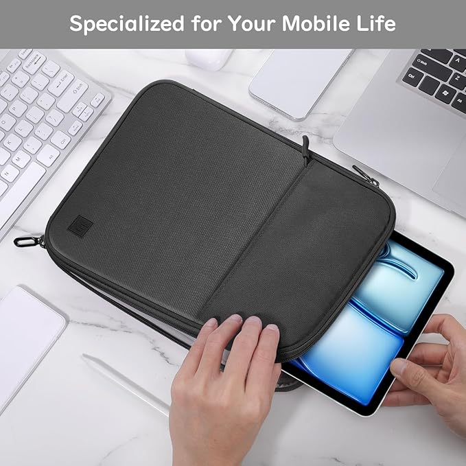 Dadanism 9-11 Inch Tablet Sleeve Padded Carrying Case for iPad (A16) 11th Gen 11", iPad 10th Gen 10.9", iPad Air M4/Pro M5 11", iPad Air 5/4, iPad 9/8/7th Gen, Galaxy Tab A11+ Plus 11",Black & Gray
