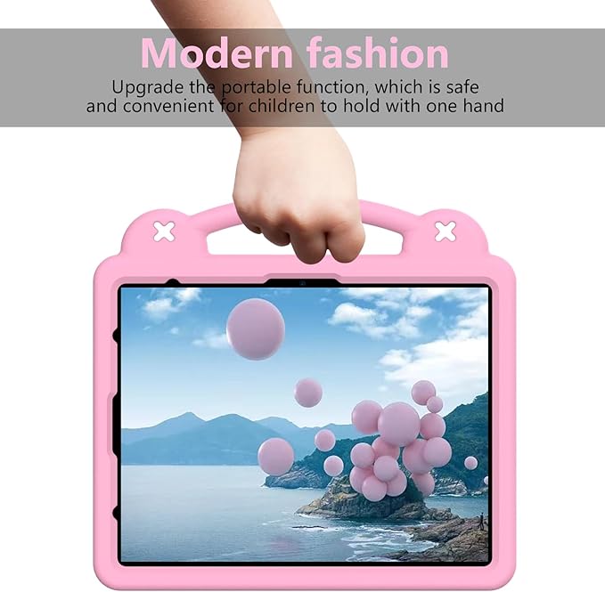 Kids Case for iPad Pro 11-Inch 2022/2021/2020/2018 (4th/3rd/2nd/1st Generation) & iPad Air 5th/4th Gen Case 2022/2020 10.9" with Kickstand/Handle/Pencil Holder Stand Girl Boy Cover, Rose