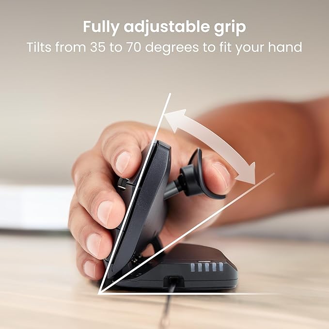Contour Unimouse Ergonomic Vertical Mouse Adjustable 35°-70° Tilt Angle, 6 Programmable Buttons for Productivity, Customizable Thumb Rest for Wrist Pain Relief | Plug & Play Mac/PC - Wired - Right