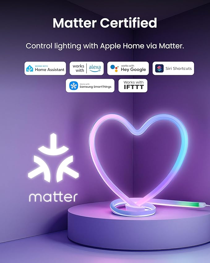 SwitchBot RGBIC Neon Rope Lights with Alexa, Matter-Certified Wire Rope Light, DIY Flexible Steel Core, Neon Lights for Wall & Bedroom, Works w Apple Home/Siri/Google, Music Sync, 16M Colors, 6.56ft