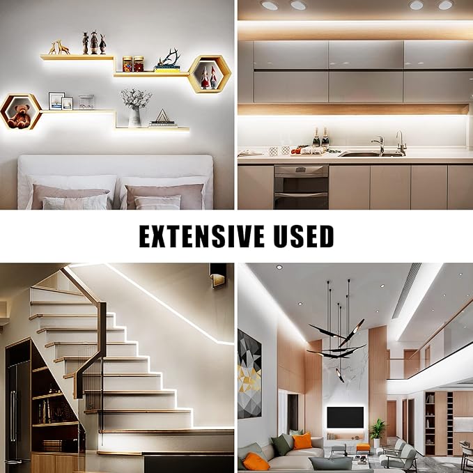 Tatazone 32.8ft 6500K White COB Led Strip Light with RF Remote, Dimmable CRI93+ Bright Daylight White COB Light Strip, Indoor Led Lights for Kitchen, Bedroom, Cabinet