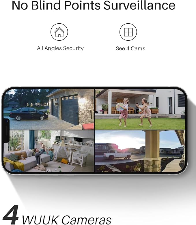 WUUK Add-on Solar Security Camera Wireless Outdoor, Requires Base Station, Home Security Cameras Wireless Outdoor, 2K, No Monthly Fee, Color Night Vision, Compatible with Alexa & Google