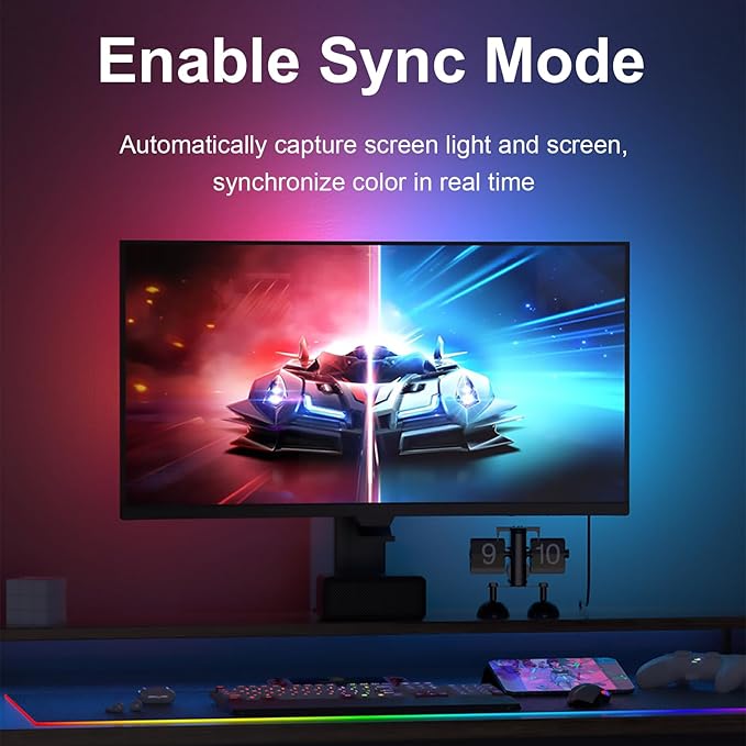 DS Gaming Monitor Light, Backlight with Screen Color sync Effect for 27-34inch Computer Monitor, Compatible with Windows