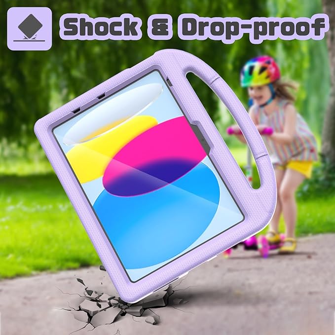 YIHE Kids Case for iPad (A16) 11th Generation 11 Inch 2025 & iPad 10th Generation 10.9 inch 2022, with Built-in Screen Protector and Stable Stand, Full Body Shockproof Protective Cover - Light Purple