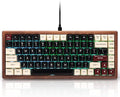 GLENCREAG WK84 USB-C Wired Wooden Mechanical Keyboard, 75% Layout 84 Keys, RGB Backlit, Hot-Swappable Green Switches, QMK/VIA Programmable, for Gaming & Typing