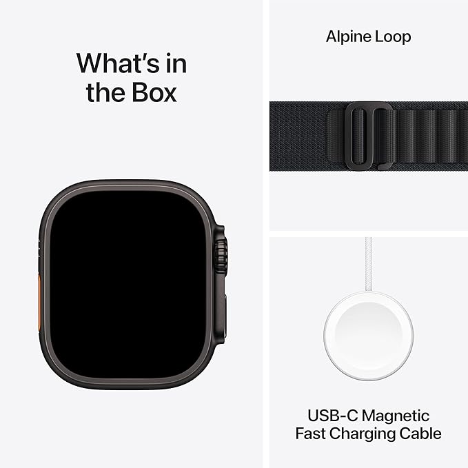 Apple Watch Ultra 3 [GPS + Cellular 49mm] Running & Multisport Smartwatch w/ Rugged Titanium Case w/ Black Alpine Loop - L w/ AppleCare+ (2 years)