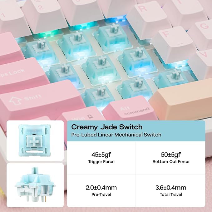 EPOMAKER TH108 PRO Full Size Mechanical Keyboard with Screen & Knob, Wireless Gaming Keyboard with 10000mAh, Creamy Gasket, Hot Swap, Custom Driver, RGB Backlight, NKRO (Pink, Creamy Jade)