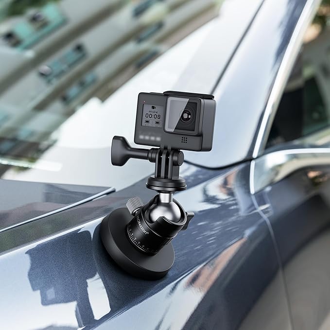 PROfezzion Magnetic Mount for GoPro, Strong Manget Base with Detachable 360° Rotation Ball Head for GoPro Hero 13/12/11/10/9/8/7/6, Insta360 X5/X4/X3/Ace/Ace Pro, DJI Osmo Action 5/4/3 Action Cameras