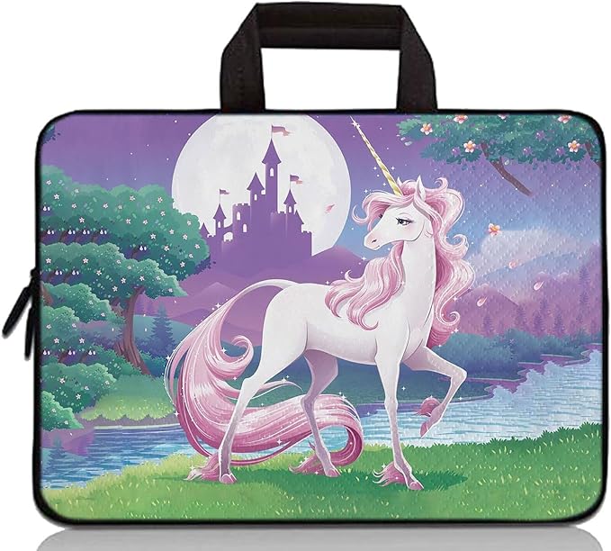 Universal 7-9 inch Kids Tablet Sleeve Case Bag, Shock-Proof Neoprene Zipper Handle Pouch Portable Case Bag Compatible with 7" 8" 8.5" 8.9" 9" Apple iPad mini, Samsung, HP (Cute Unicorn)