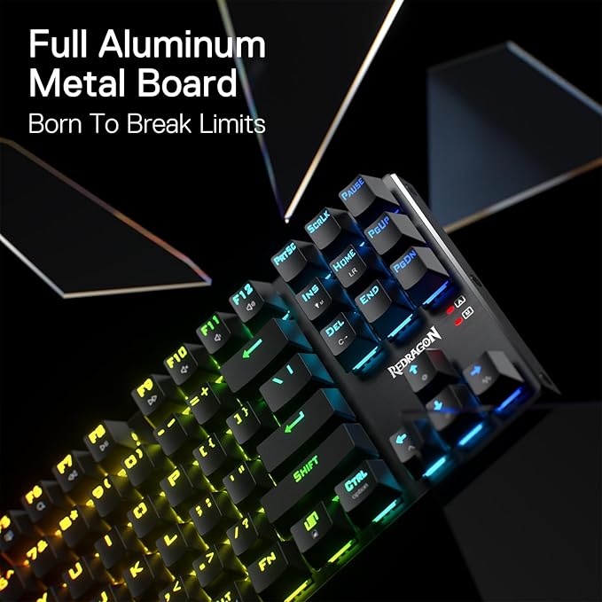Redragon K660RGB-PRO (K556 TKL) Wireless Gaming Keyboard, 80% 87 Keys BT/2.4Ghz Tri-Mode Aluminum Mechanical Keyboard w/Mac Function Keys, Hot-Swap Sockets & Noise Absorbing Form, Red Switch