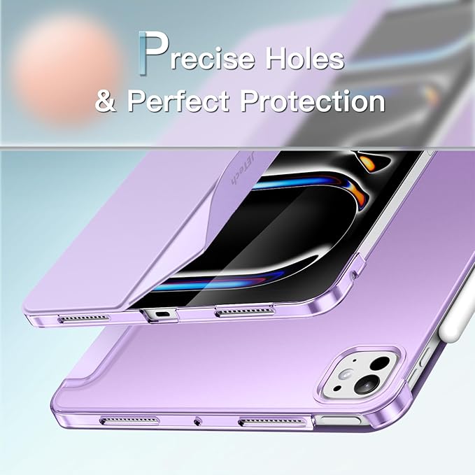 JETech Case for iPad Pro 13-Inch M4 (2024), Slim Stand Hard Back Shell Smart Cover with Auto Wake/Sleep (Purple)