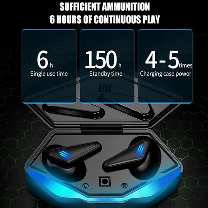 Wireless Gaming Earbuds, 65ms Low-Latency Bluetooth V5.0 Earphones, 3-Hole Noise Reduction Headphone, Dual-Mode TWS in-Ear Earbuds for Call of Duty Gamers, Black-K5S Game Earphone, K55