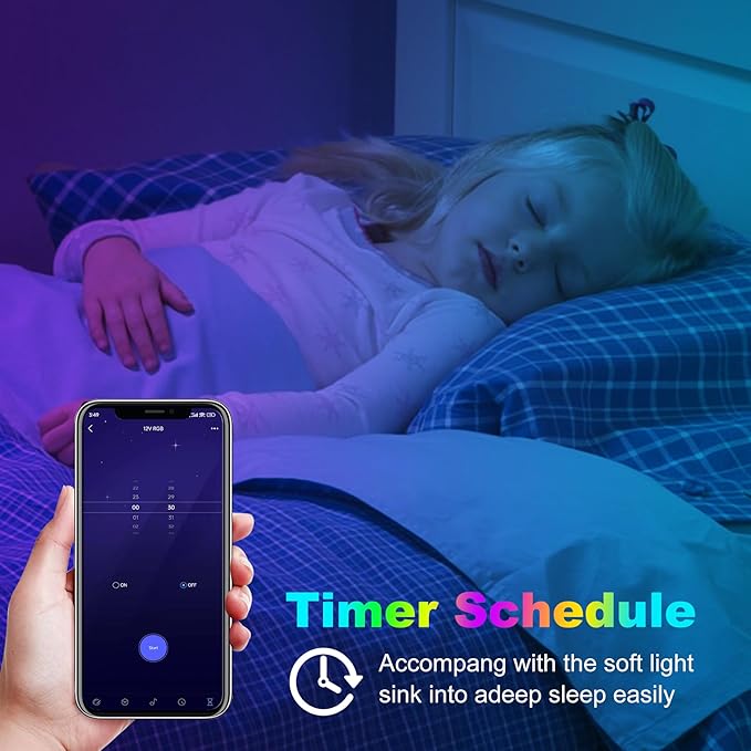 Pandery RGB COB LED Strip Light with Remote and app Control,Music Synchronized Color Change 24V RGB led Strip,16.4FT/5M,10mm Wide,Indoor RGB Lights for Bedroom,Game Room,Bar,Party