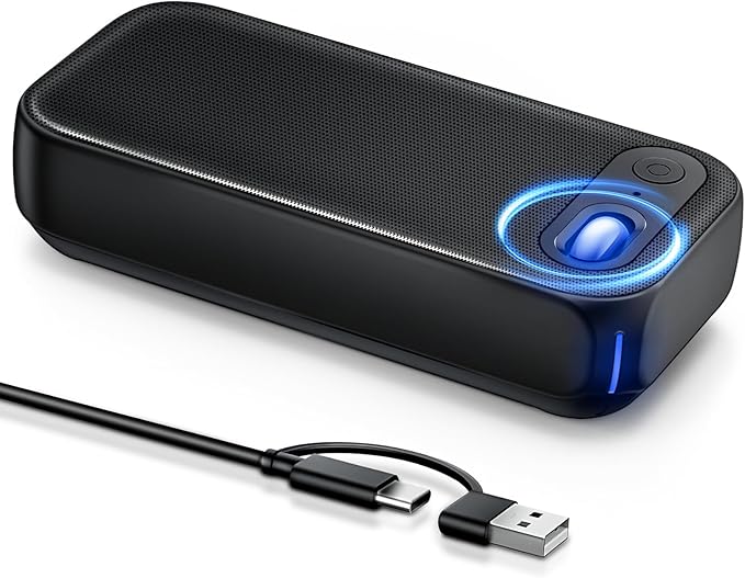 USB-A/USB-C Computer Speakers for PC Desktop, Wired Portable Mini Sound-bar for Monitor with Stereo Sound & Enhanced Bass, Laptop Speakers for Desktop, PC, Smartphones,Tablets with RGB Lights