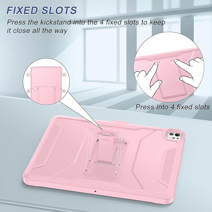 Soke Case for iPad Pro 13 Inch M5/M4 & iPad Air 13 Inch M4/M3/M2(2026/2025/2024), iPad Pro 12.9(2022 2021 2020,6th/5th/4th Gen), Rugged Shockproof Protective Cover - Pink