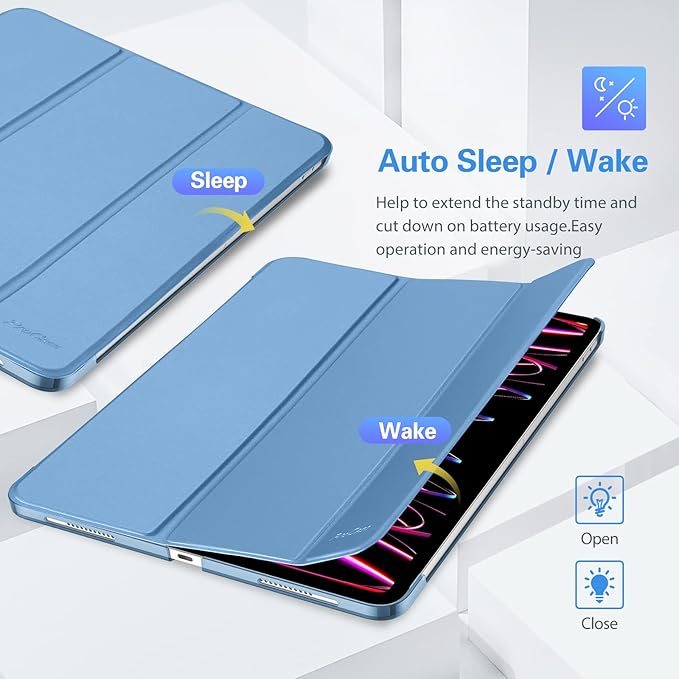 ProCase Smart Case for iPad Pro 12.9 2022/2021/2020/2018, Slim Stand Hard Back Shell Smart Cover for iPad Pro 12.9" 6th Gen/5th Gen/4th Gen/3rd Gen -Blue
