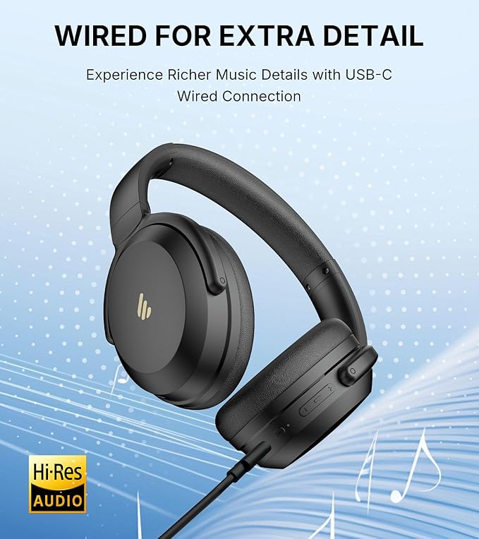 Edifier WH700NB Pro Wireless Over-Ear Headphones with Active Noise Cancellation, Hi-Res Audio, Bluetooth V5.4, Multi-Point Connection, Al Clear Calls, Fast Charging, Foldable (Black)