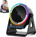 Wireless Induction Speaker, 5-in-1 Bluetooth 5.3 Phone Stand with 360° Rotation & RGB Ambient Light - Cool Tech Gadgets Gifts for Men Women Dad Mom - Compatible iPhone/Android/iPad/Samsung (Black)