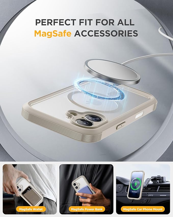 Miracase for iPhone 17 Case 6.3'', Full-Body Military Grade Drop Protection Outdoor Phone case with Built-in Glass Screen &Camera Control,Easy Installation,No Gap,Compatible with MagSafe, Gray