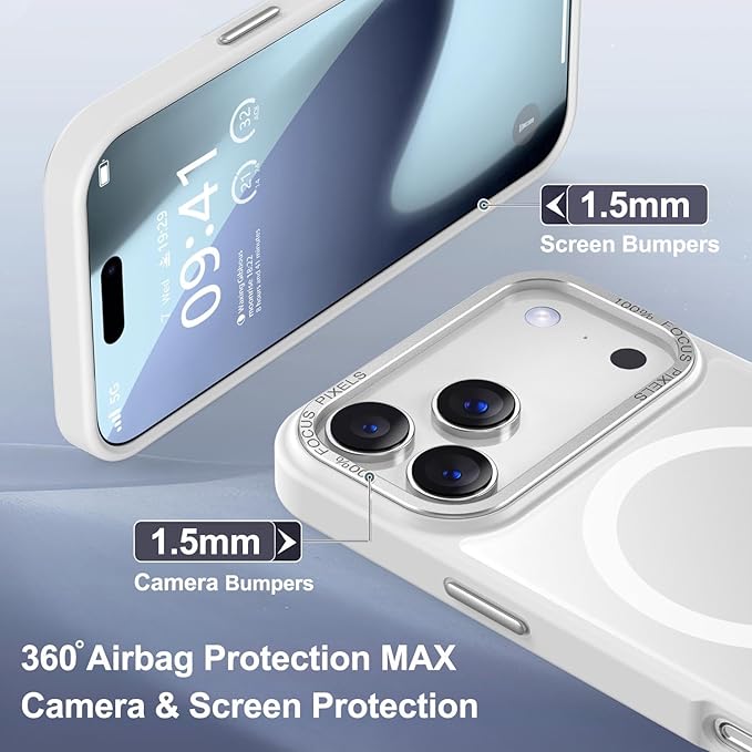 Newfuture Magnetic for iPhone 17 Pro Case [Compatible with Magsafe] [Military Grade Drop Protection] Translucent Matte Anti-Scratch Shockproof Protective Phone Cover 6.3 Inch, Frosted White