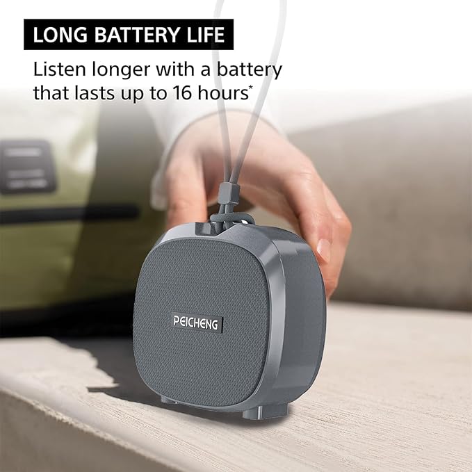 PEICHENG Speaker, Small Portable Bluetooth Wireless IPX5 Waterproof Shower Speaker,Loud Stereo Sound Deep Bass,TWS Paire, RGB Lights,Long Playtime for Outdoor Party, Great Gift,1PC(Gray)