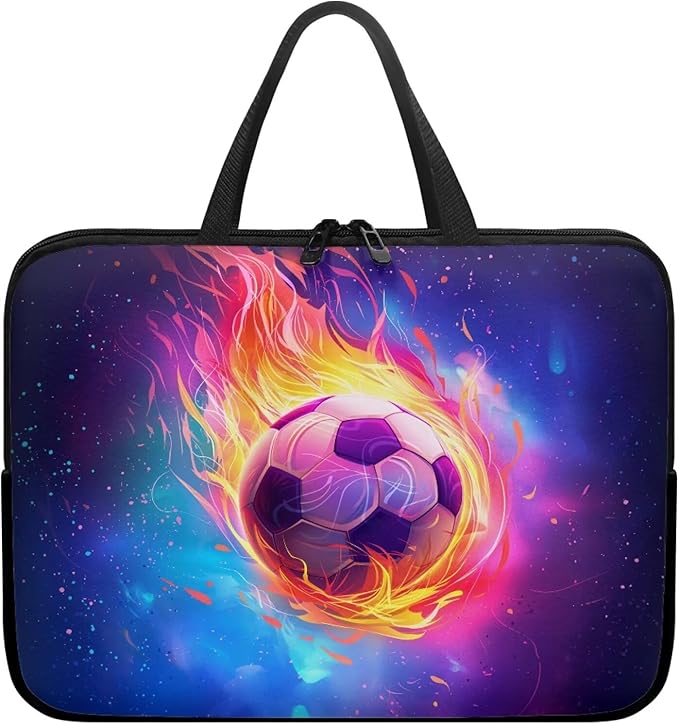 Fire Soccer Ball Laptop Sleeve Case for Women Men 12 Inch Laptop Protector with Multiple Uses Lightweight Computer Sleeve Tablet Bag Laptop Carrying Case Gifts for Boys, Galaxy Space