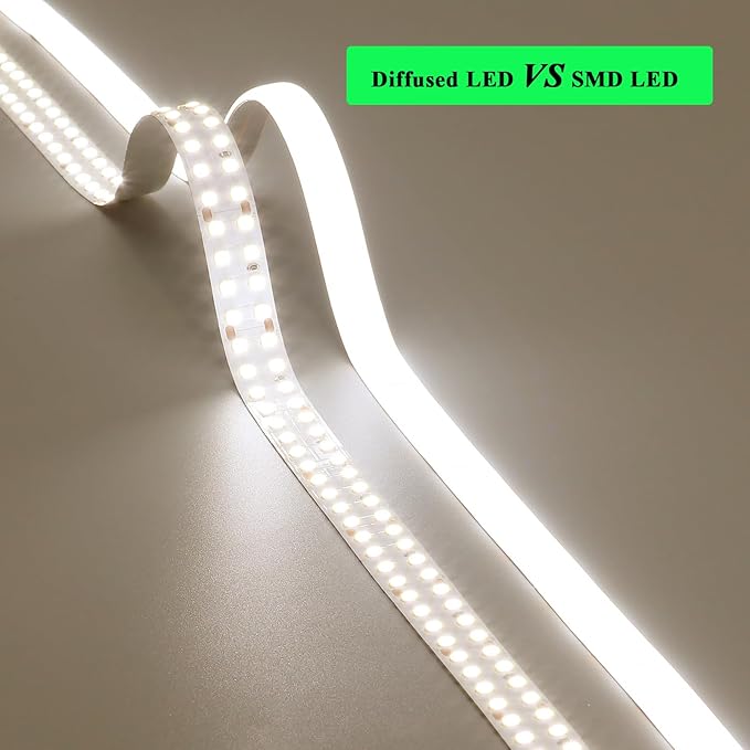 JOYLIT 24V Diffused COB LED Strip Lights Dual Row 16.4FT 560LEDs/M 4000K Natural White Waterproof, CE UL Professional 625LM/FT Super Bright Dotless Dimmable Adhesive LED Tape 12MM Wide 24W/M CRI 92