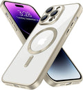 Hython Magnetic Clear for iPhone 14 Pro Max Case with Camera Lens Protector [Compatible with MagSafe] Plating Edge Slim Soft TPU Cover Protective Phone Case for iPhone 14 Pro Max 6.7", Matte Gray