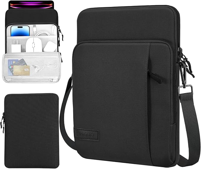 TiMOVO 13 Inch Tablet Sleeve with Shoulder Strap for iPad Air 13", iPad Pro 13"/ 12.9", Galaxy Tab S10 Plus/S10 FE+/FE Plus 12.4", Remarkable Paper Pro 11.8", Black