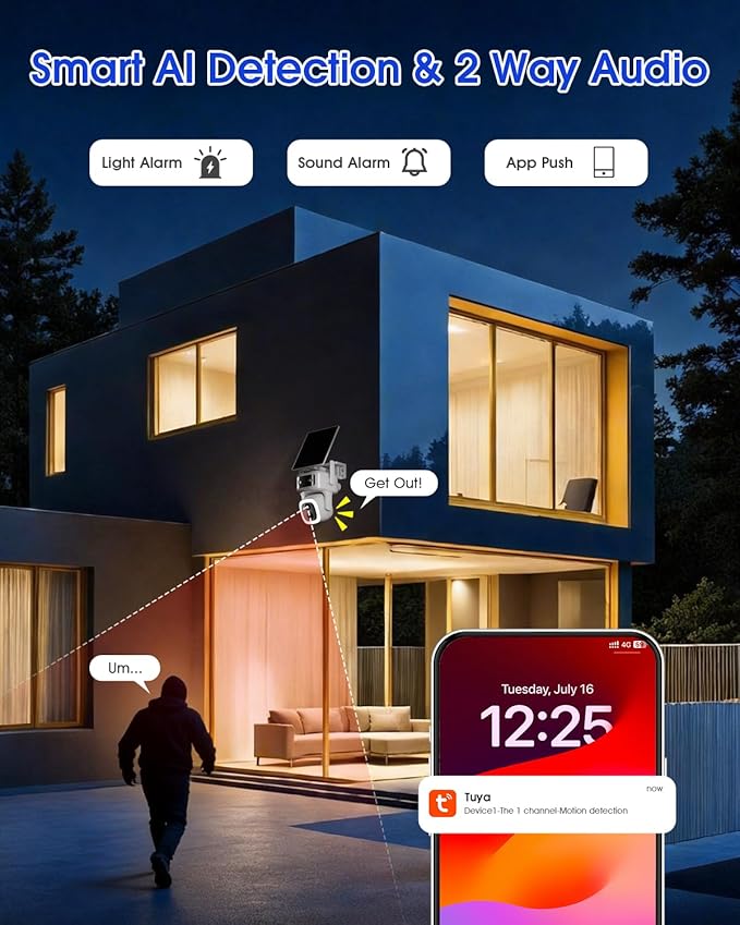 SANSCO 4G LTE Cellular Security Camera Wireless Outdoor, 360 Days Free Unlimited Data, Built-in SIM Card 64GB, 360° PTZ, No WiFi Solar Powered, 2K Color Night Vision, 2 Way Audio, Motion Detection
