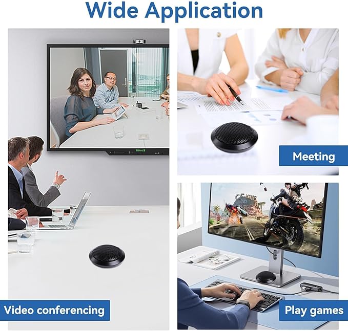 Cyrank USB Conference Microphone, USB Microphone Computer Desktop Mic 360° Omnidirectional Condenser Microphone for Pc Desk Microphone for Video