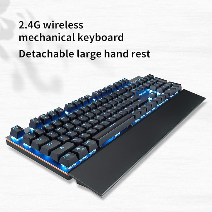 MOTOSPEED 2.4GHz Wireless/USB Wired Mechanical Keyboard 104Keys Led Backlit Brown Switches Gaming Keyboard for Gaming and Typing,Compatible for Mac/PC/Laptop