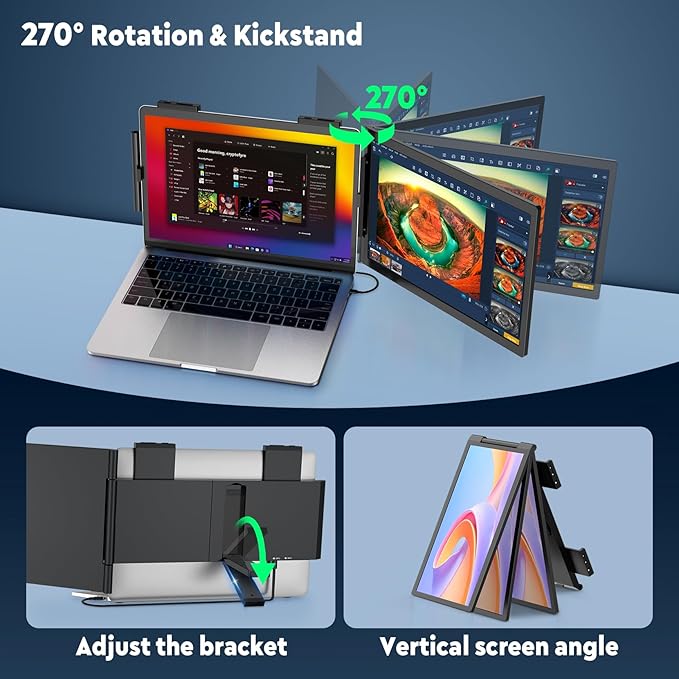 KEEPTIME Laptop Screen Extender, 14" 1080P IPS Laptop Monitor Extender for 14"-16" Laptops, with USB-C/HDMI Port, Plug and Play Portable Monitor for Windows/Mac/Android/Switch/PS5