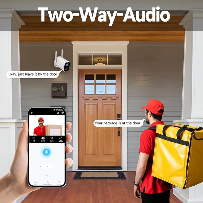 ELECCTV 2K QHD Solar Security Cameras Wireless Outdoor WiFi, 12000mah Battery, IP66 Waterproof, Two-Way Audio, Color Night Vision, Motion Sensor-4PACK BW4PLUS with Solar Panel