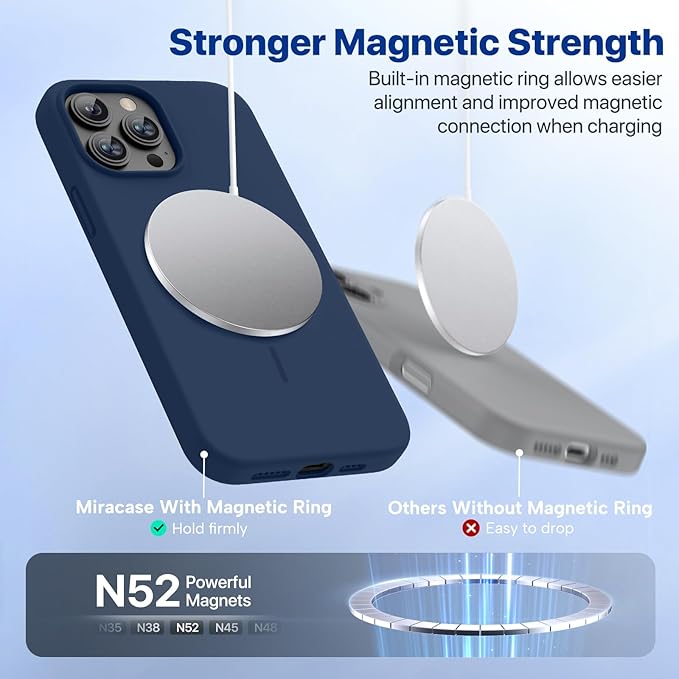 Miracase Magnetic for iPhone 13 Pro Max Case, [Soft Anti-Scratch Microfiber Lining], Magnetic for MagSafe, Liquid Silicone Shockproof Drop Protection Phone Case for 13 Pro Max, Dark Blue