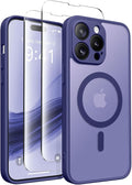 CAPRARO Magnetic for iPhone 14 Pro Case, [Compatible with MagSafe] [Full Camera Protection] Shockproof Protective Slim Translucent Matte Phone Case for iPhone 14 Pro 6.1'', Purple Eggplant