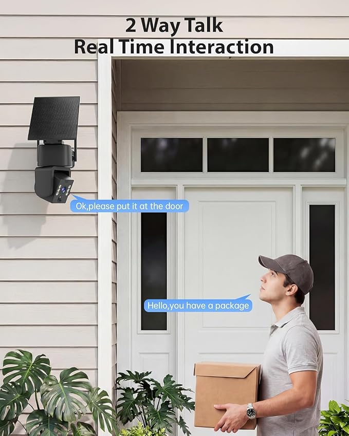 5G & 2.4G Wi-Fi Outdoor Camera Wireless,Solar Security Cameras Wireless Outdoor, 2K 360° PTZ Camera, Solar/Battery Powered, PIR Human Detection, Color Night Vision,Two-Way Voice Calling, Alexa