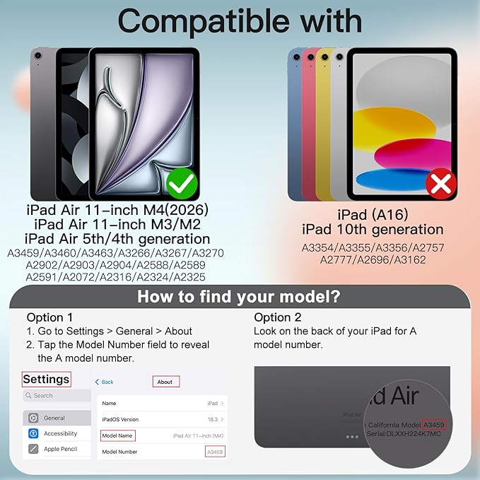 JETech Case ONLY for iPad Air 11-Inch M4/M3/M2 (2026/2025/2024), iPad Air 5/4 (2022/2020 5th/4th Generation 10.9-Inch), Slim Stand Hard Back Shell Cover with Auto Wake/Sleep (Wine)
