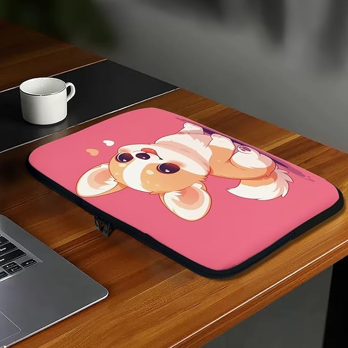 Cute Corgi Laptop Sleeve for Women Girls 15 Inch Laptop Accessories with Versatile Uses Lap Top Case Portable Computer Sleeve Laptop Pouch Ideal Gifts for Holidays Pink