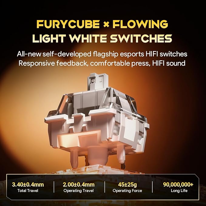 68% Gaming Mechanical Keyboard with RGB Backlit Wired Volume Knob Keyboard Gasket Mount with PBT Keycaps,8000 Hz Polling Rate, Hall Effect Cream Switches, Hot-Swap, for FPS Games (Cream White)