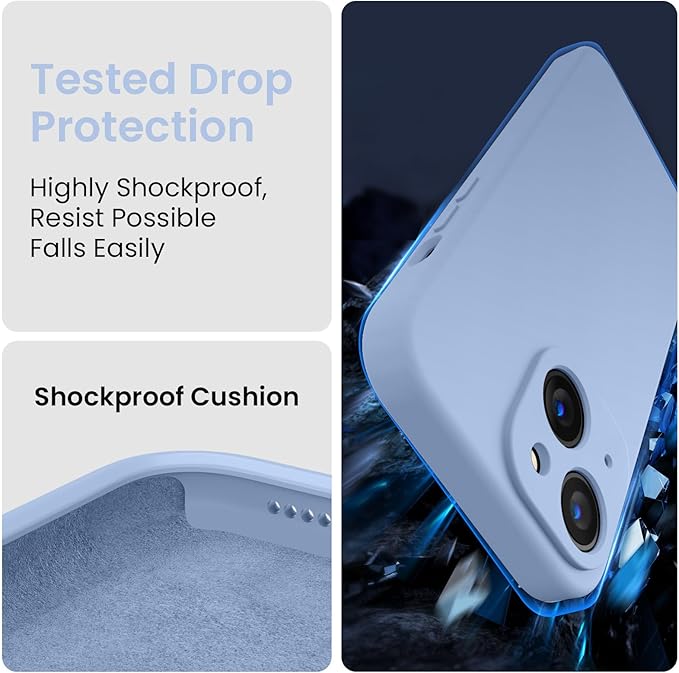 FireNova Designed for iPhone 15 Case, Silicone Upgraded [Camera Protection] Phone Case, Soft Anti-Scratch Microfiber Lining Inside, 6.1 inch, Light Blue