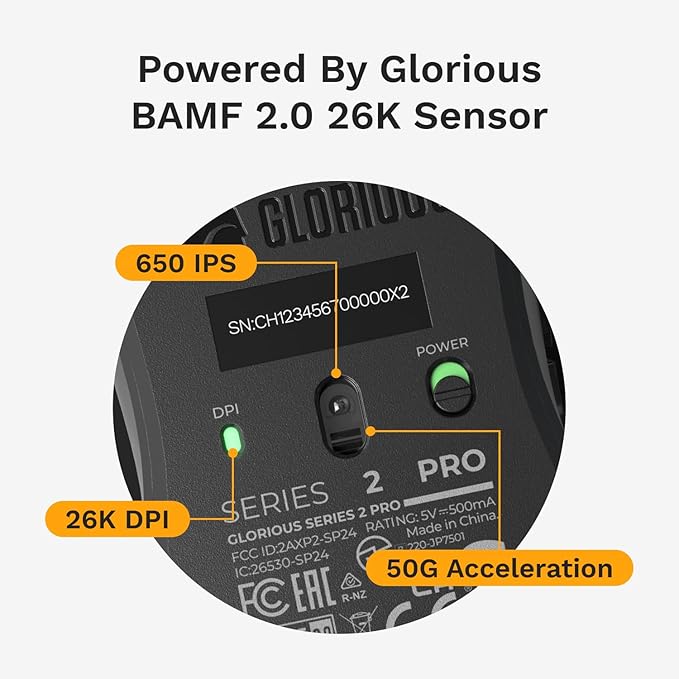 Glorious Gaming Series 2 PRO Wireless Gaming Mouse: Compact, 55g Super Light, 8K Wireless Polling, 26K Sensor, Optical Switches, Esports Mouse for PC Gaming, Fingertip, Clawgrip, & FPS Games, Black