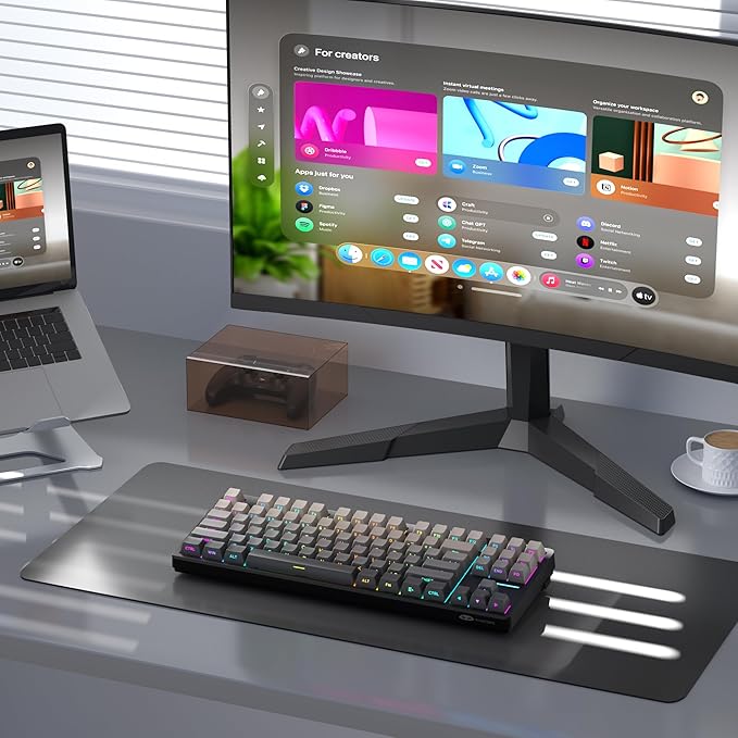 MageGee LIGHT87 Wireless Creamy Keyboard, Gasket Structure, RGB Backlit, 2.4G/USB-C/BT5.0 Hot Swappable Mechanical Gaming Keyboard for Win/Mac/PC, 8000mAh Battery, Side Printed PBT Keycaps, Black
