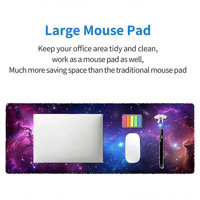 Galaxy Gaming Mouse Pad Starry Sky Planet Black Hole Extended Gaming Mouse Pad Mat with Stitched Edge Non-Slip Base Big Mouse Pad 31.5"x11.8" Office Computer Keyboard Laptop Home
