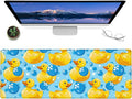 Colorful Rubber Duck Gaming Mouse Pad – 12x31.5in Large Extended Desk Mat with Cute Cartoon Yellow Ducks Bubbles Design – Non-Slip Rubber Mousepad for Office Home – Deskmat Gifts Decor