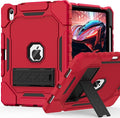 ZoneFoker Case for iPad (A16) 11th/10th Generation 11/10.9 inch 2025/2022, Heavy Duty Military Grade Shockproof Rugged Cover with Pencil Holder/Stand for i Pad 11th / 10 th Gen (Red+Black)