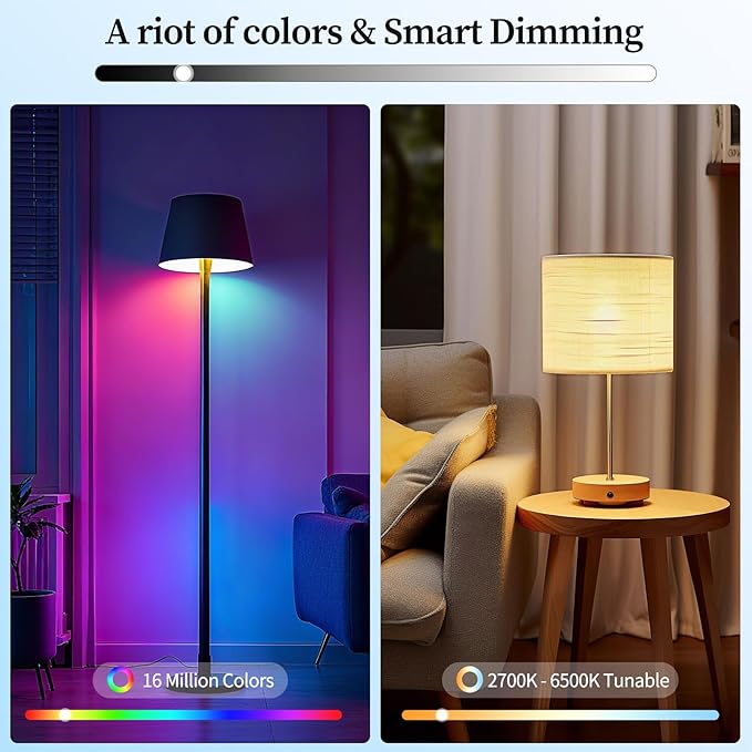 Meliya LED Smart Light Bulbs, Color Changing Dimmable & Timing Smart WiFi and Bluetooth Bulb, Compatible with Alexa and Google Assistant, RGBWW A19, 9W 800 Lumens, Music Sync, Voice Control (2 Pack)