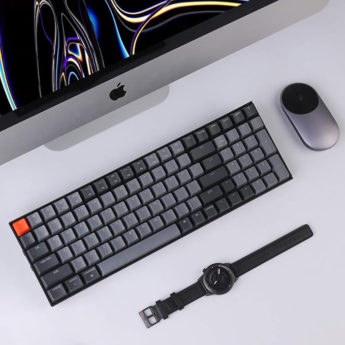Keychron K4 96% Layout 100 Keys Wireless Bluetooth 5.1/Wired USB Mechanical Gaming Keyboard with Keychron Super Brown Switch White LED Backlight N-Key Rollover for Mac Windows PC-Version 2