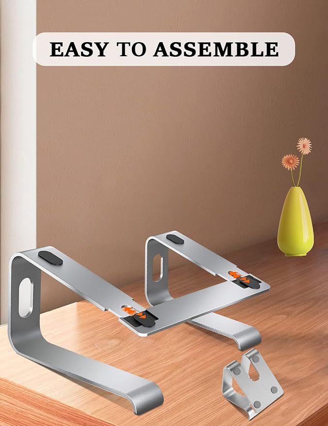 Laptop Stand for Desk，Aluminum Laptop Riser for All Laptop Stands 10-17 inches,Include A Cell Phone Stand(Silver)