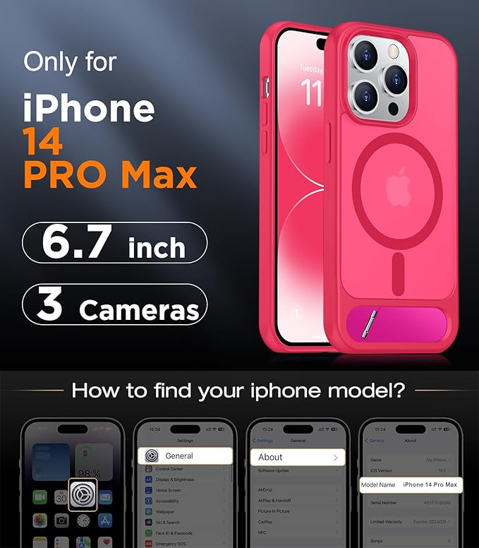 Magnetic Compatible with iPhone 14 Pro Max Case, [Built-in Invisible Kickstand][Compatible with MagSafe] [Military Grade Shockproof] Slim Translucent Matte Phone Case for iPhone 14 Pro Max 6.7"